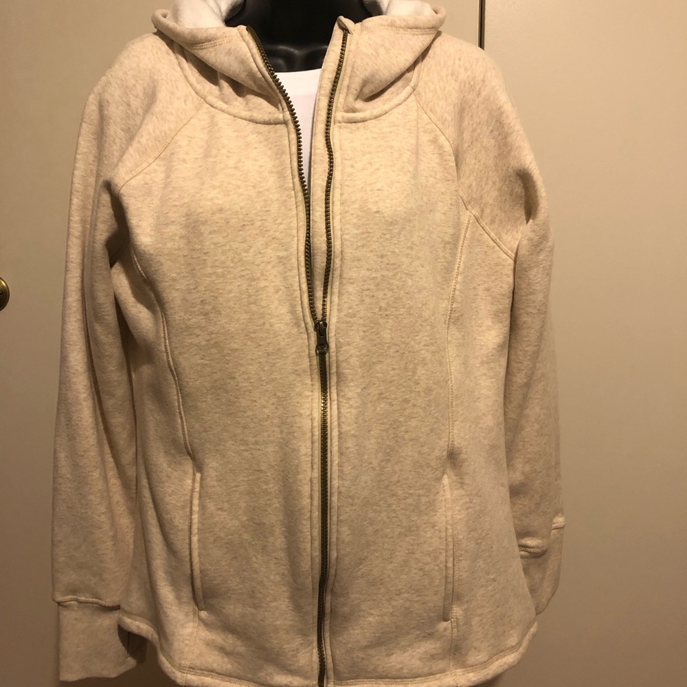 Wmn’s Cream Zip-Up Hooded Jacket